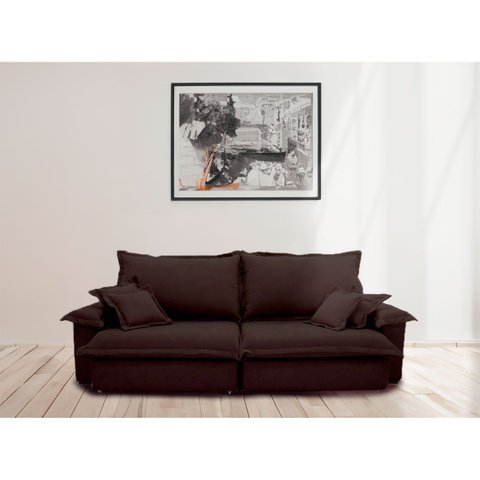 Sofá Retrátil e Reclinável Paris 2.00m Super Pillow - Marrom