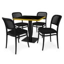 Ver imagem 1 de Conjunto Mesa de Jantar Quadrada Venezia 70x70cm Preta com 4 Cadeiras Roma - All Black