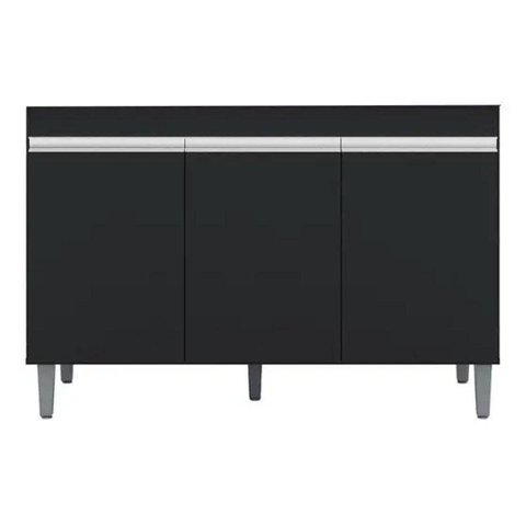 Balcão Gabinete de Pia Manu 120cm S/ Tampo Cor Preto