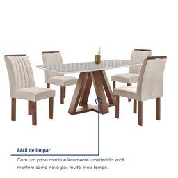 Conjunto Mesa Tampo Smart Plus Vidro Kyra 120cmx90cm 4 Cadeiras Arizona - 8