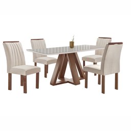 Conjunto Mesa Tampo Smart Plus Vidro Kyra 120cmx90cm 4 Cadeiras Arizona - 14