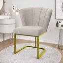 Ver imagem 2 de Kit 4 Cadeiras Poltrona Flor Pés Metal Dourado Mesa Sala Cozinha Cor:bege