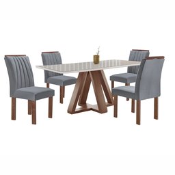 Conjunto Mesa Tampo Smart Plus Vidro Kyra 120cmx90cm 4 Cadeiras Arizona - 14