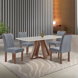 Conjunto Mesa Tampo Smart Plus Vidro Kyra 120cmx90cm 4 Cadeiras Arizona - 1