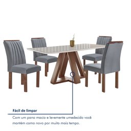 Conjunto Mesa Tampo Smart Plus Vidro Kyra 120cmx90cm 4 Cadeiras Arizona - 8