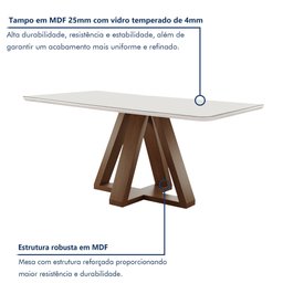 Conjunto Mesa Tampo Smart Plus Vidro Kyra 120cmx90cm 4 Cadeiras Arizona - 2