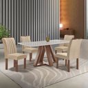 Ver imagem 1 de Conjunto Mesa Tampo Smart Plus Vidro Kyra 120CMX90CM 4 Cadeiras Arizona