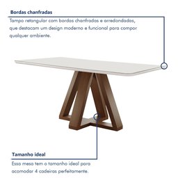Conjunto Mesa Tampo Smart Plus Vidro Kyra 120cmx90cm 4 Cadeiras Arizona - 4