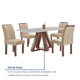 Conjunto Mesa Tampo Smart Plus Vidro Kyra 120cmx90cm 4 Cadeiras Arizona - 8