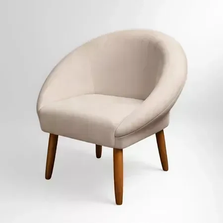 Poltrona Decorativa para Sala de Jantar Tecido Veludo Premium Estrutura Resistente Pés Palito