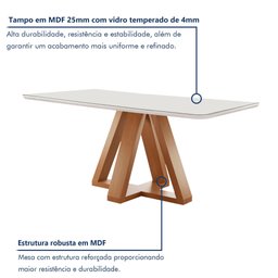 Conjunto Mesa Tampo Smart Plus Vidro Kyra 120cmx90cm 4 Cadeiras Arizona - 2