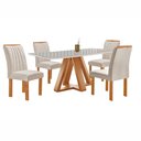 Ver imagem 1 de Conjunto Mesa Tampo Smart Plus Vidro Kyra 120cmx90cm 4 Cadeiras Arizona