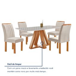 Conjunto Mesa Tampo Smart Plus Vidro Kyra 120cmx90cm 4 Cadeiras Arizona - 8
