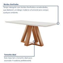 Conjunto Mesa Tampo Smart Plus Vidro Kyra 120cmx90cm 4 Cadeiras Arizona - 4