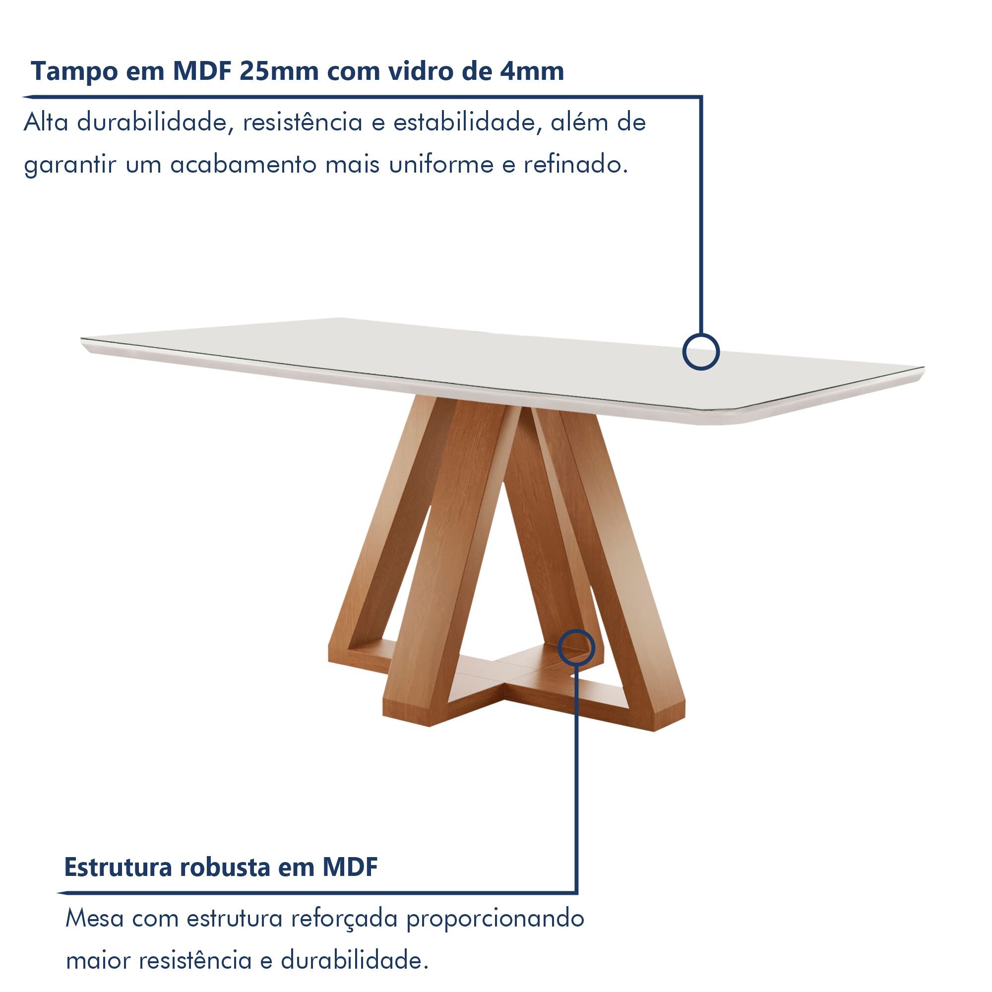 Conjunto Mesa Tampo Smart Plus Vidro Kyra 120cmx90cm 4 Cadeiras Arizona - 2