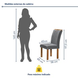 Conjunto Mesa Tampo Smart Plus Vidro Kyra 120cmx90cm 4 Cadeiras Arizona - 10