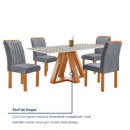 Conjunto Mesa Tampo Smart Plus Vidro Kyra 120cmx90cm 4 Cadeiras Arizona - 8