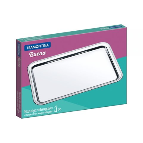 Bandeja Retangular Tramontina Buena em Aço Inox 49x33 Cm Tramontina