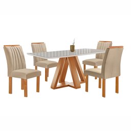 Conjunto Mesa Tampo Smart Plus Vidro Kyra 120cmx90cm 4 Cadeiras Arizona - 14