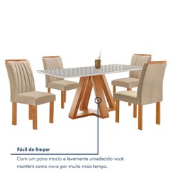 Conjunto Mesa Tampo Smart Plus Vidro Kyra 120cmx90cm 4 Cadeiras Arizona - 8