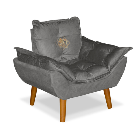 Poltrona Sofazinho Mini Infantil em Suede Cinza Escuro para Criança