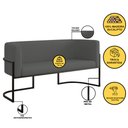 Ver imagem 3 de Kit 2 Poltronas + Sofá 2 Lugares Base de Metal Black Veludo Cor:cinza