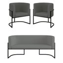 Ver imagem 1 de Kit 2 Poltronas + Sofá 2 Lugares Base de Metal Black Veludo Cor:cinza