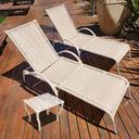 Ver imagem 2 de Kit 2 Espreguiçadeiras Piscina Reclinável Alumínio Fibra Sintética Julia Fendi com Mesa de Centro