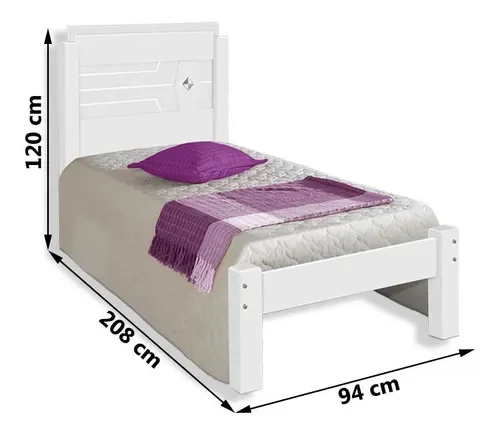 Ver imagem 4 de Cama Solteiro Livia 100% Mdf e Estrado 100% Madeira Carmolar Branco/Lilas