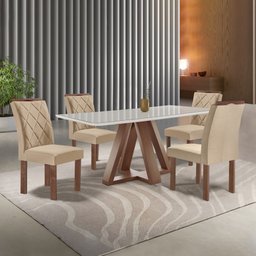 Conjunto Mesa Tampo Smart Plus Kyra 120cmx90cm 4 Cadeiras Arthus - 1