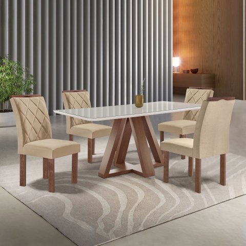 Conjunto Mesa Tampo Smart Plus Kyra 120CMX90CM 4 Cadeiras Arthus