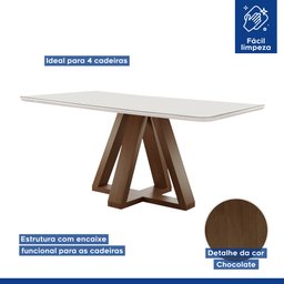 Conjunto Mesa Tampo Smart Plus Kyra 120cmx90cm 4 Cadeiras Arthus - 4