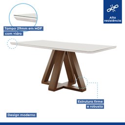 Conjunto Mesa Tampo Smart Plus Kyra 120cmx90cm 4 Cadeiras Arthus - 3