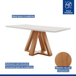 Conjunto Mesa Tampo Smart Plus Kyra 120cmx90cm 4 Cadeiras Arthus - 3