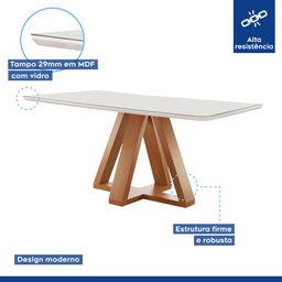 Conjunto Mesa Tampo Smart Plus Kyra 120cmx90cm 4 Cadeiras Arthus - 2