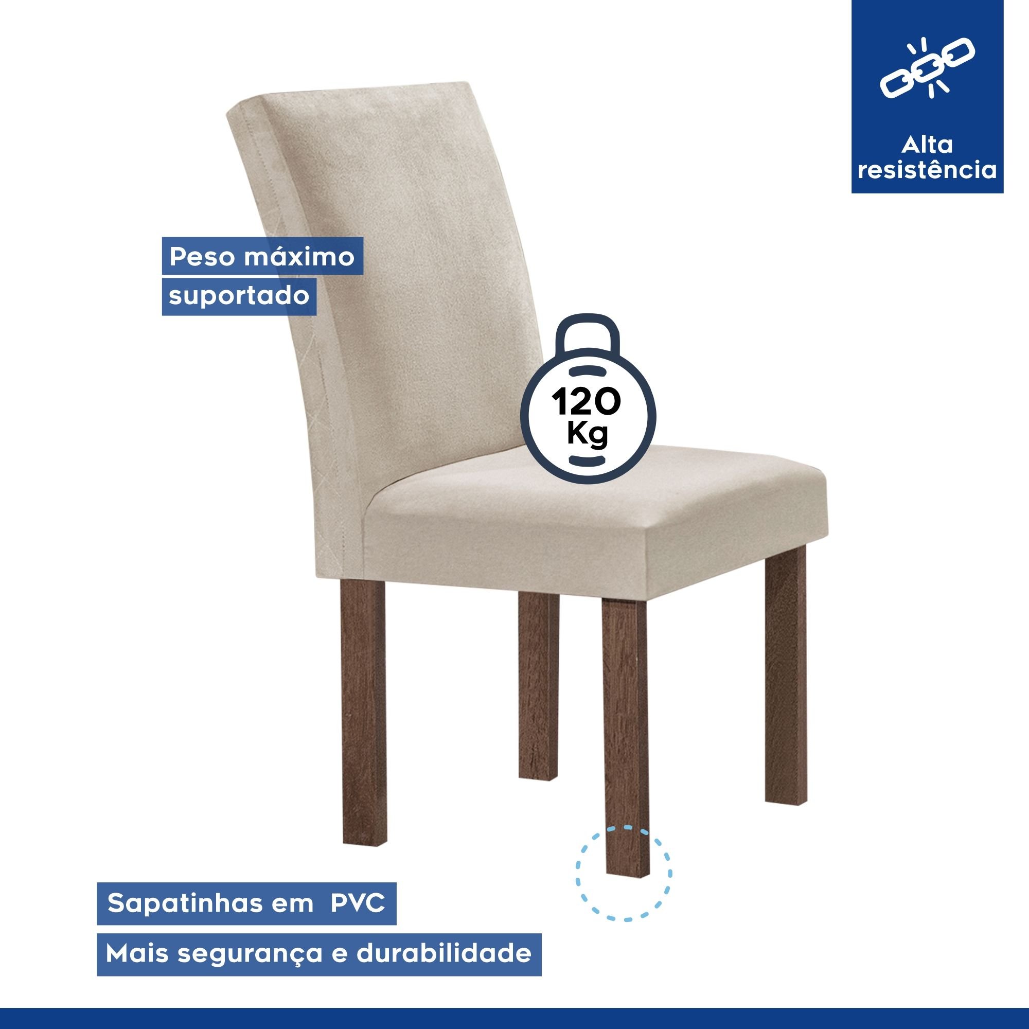 Conjunto Mesa Tampo Smart Plus Vidro Kyra 120cmx90cm 4 Cadeiras Canela - 5