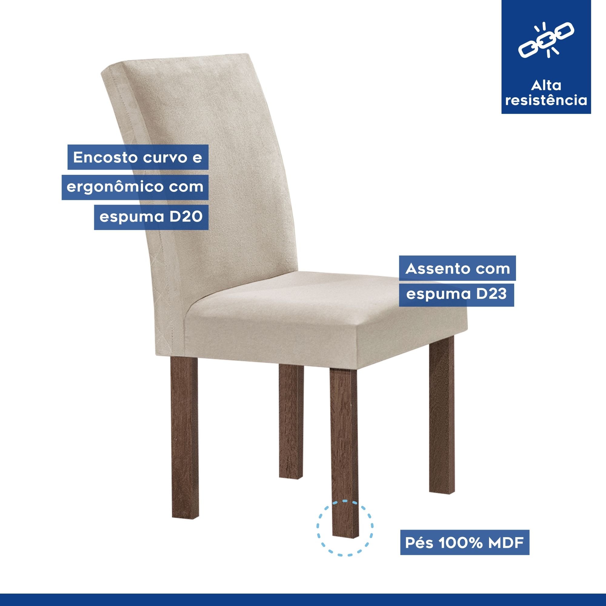 Conjunto Mesa Tampo Smart Plus Vidro Kyra 120cmx90cm 4 Cadeiras Canela - 4
