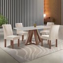 Ver imagem 1 de Conjunto Mesa Tampo Smart Plus Vidro Kyra 120CMX90CM 4 Cadeiras Canela