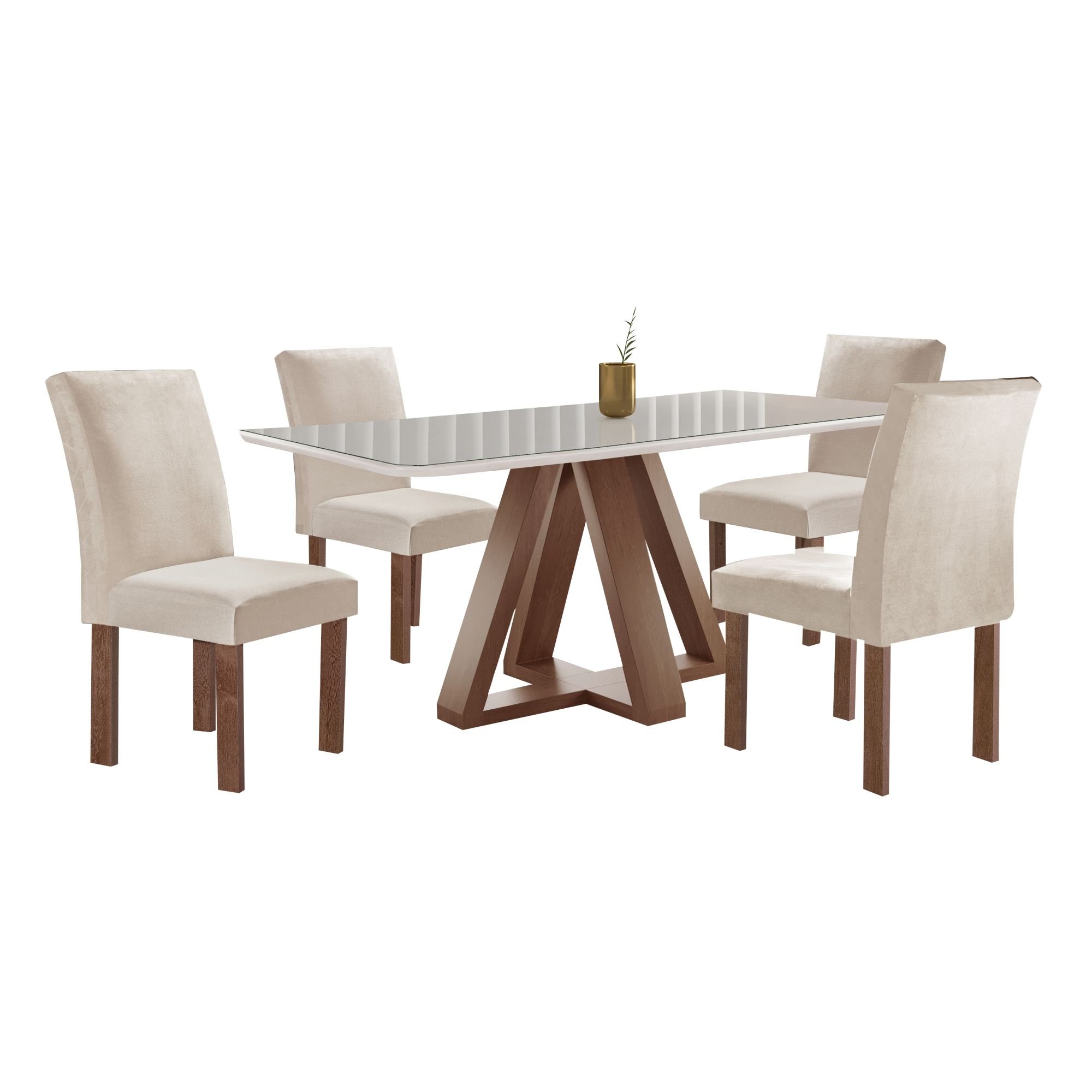Conjunto Mesa Tampo Smart Plus Vidro Kyra 120cmx90cm 4 Cadeiras Canela - 11