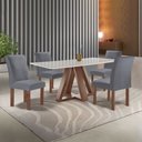 Ver imagem 1 de Conjunto Mesa Tampo Smart Plus Vidro Kyra 120CMX90CM 4 Cadeiras Canela