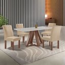 Ver imagem 1 de Conjunto Mesa Tampo Smart Plus Vidro Kyra 120cmx90cm 4 Cadeiras Canela