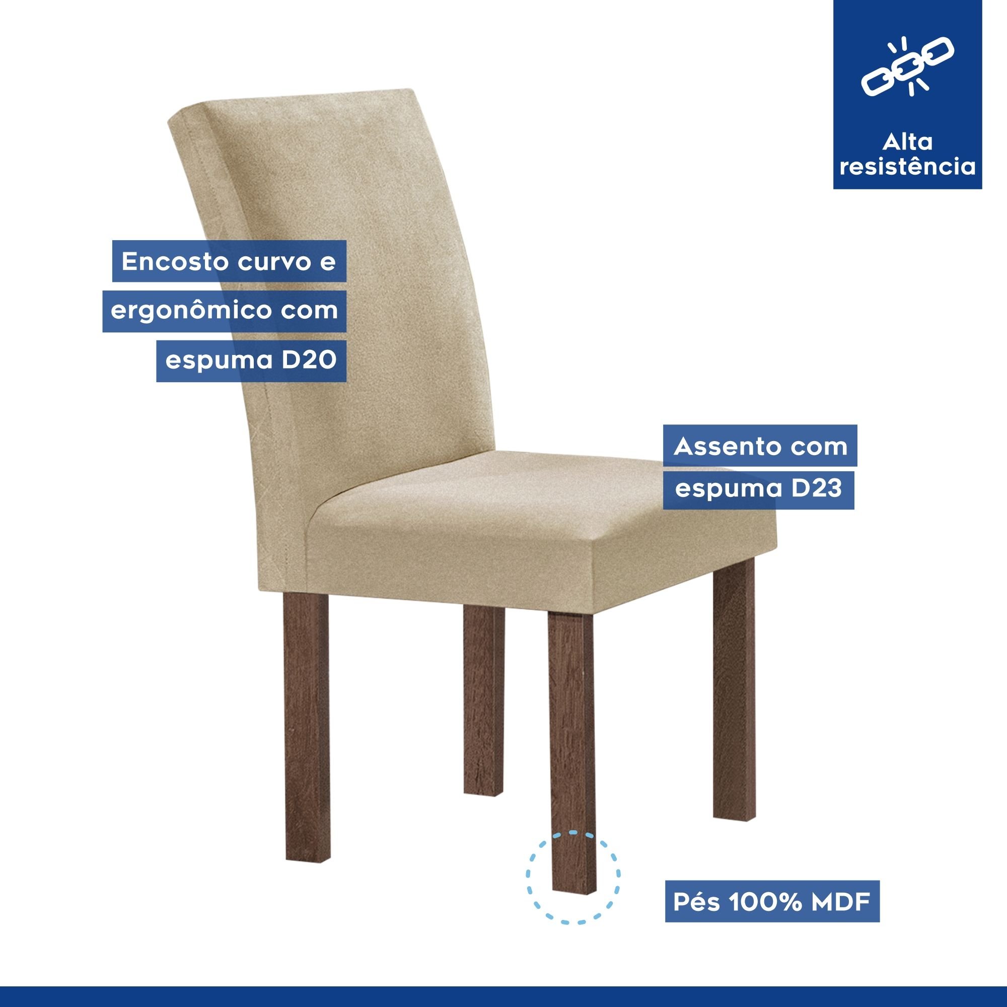 Conjunto Mesa Tampo Smart Plus Vidro Kyra 120cmx90cm 4 Cadeiras Canela - 4