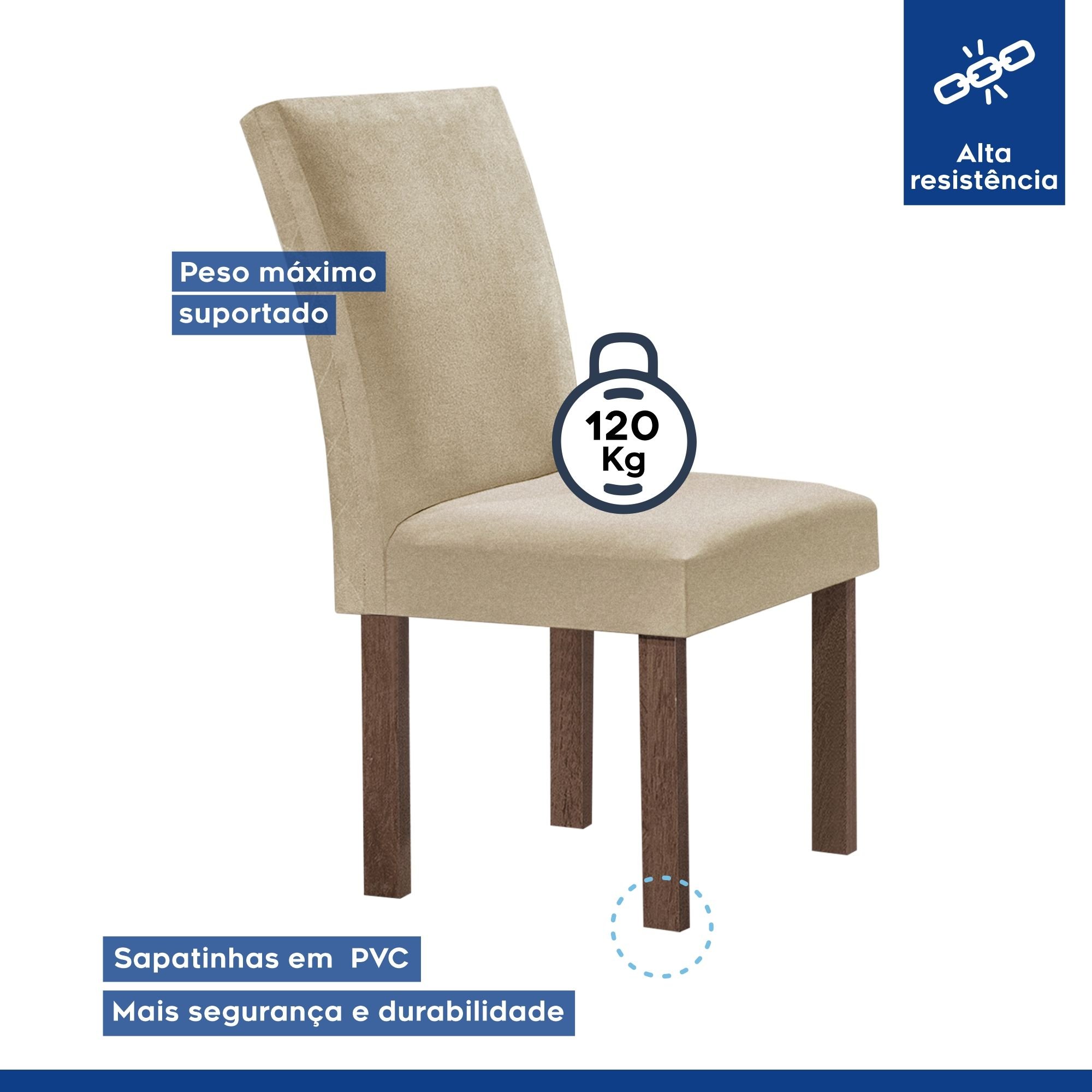 Conjunto Mesa Tampo Smart Plus Vidro Kyra 120cmx90cm 4 Cadeiras Canela - 5