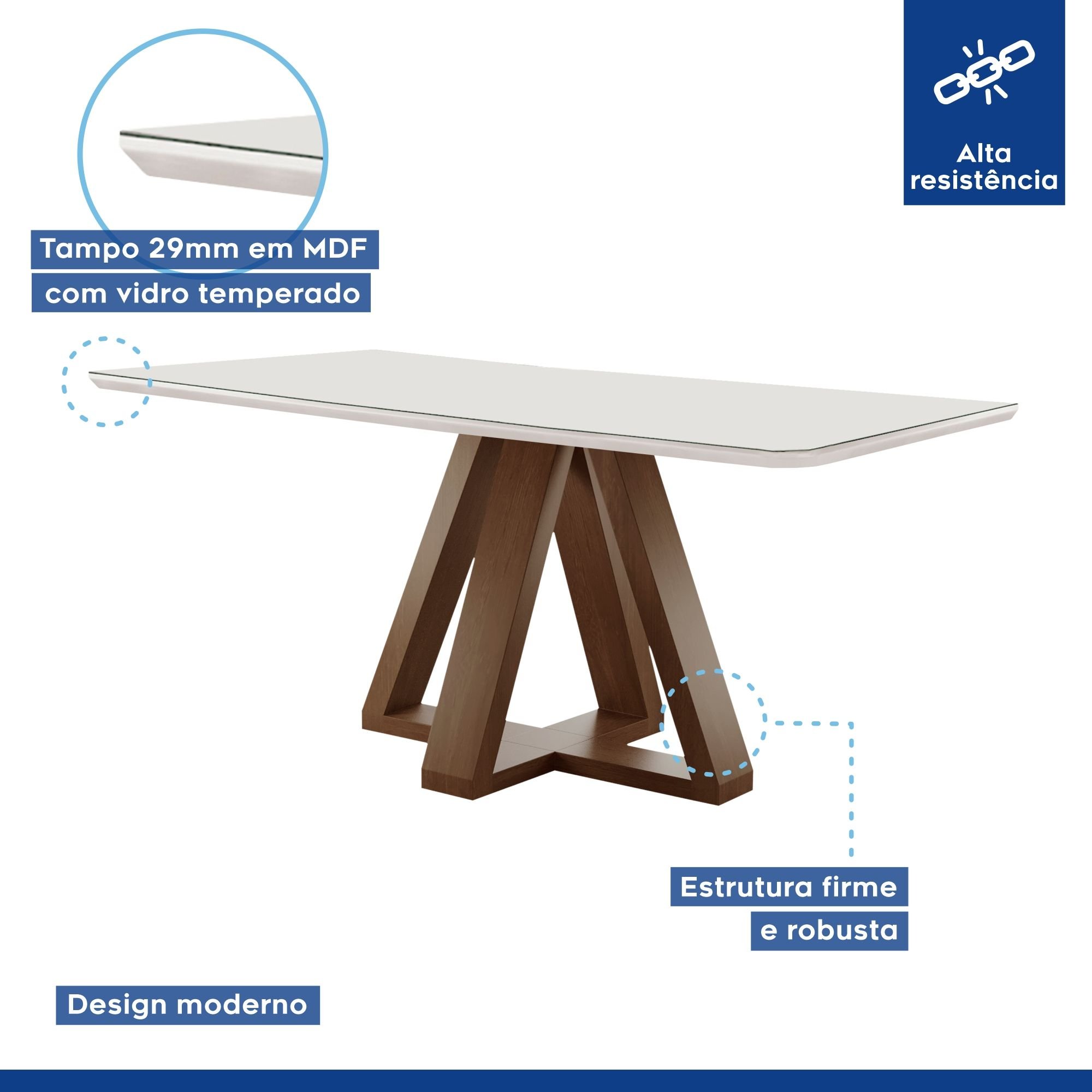 Conjunto Mesa Tampo Smart Plus Vidro Kyra 120cmx90cm 4 Cadeiras Canela - 2