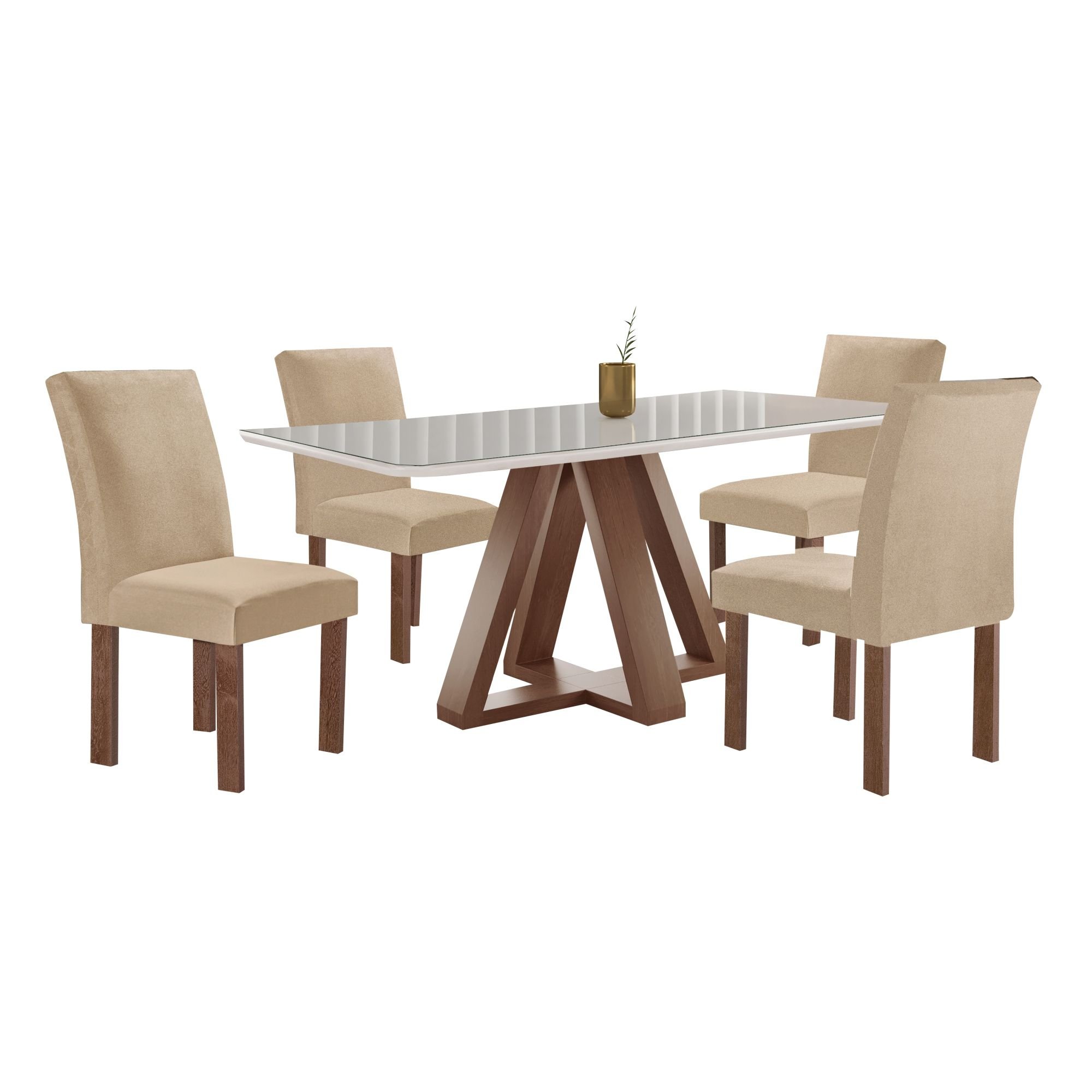 Conjunto Mesa Tampo Smart Plus Vidro Kyra 120cmx90cm 4 Cadeiras Canela - 11