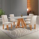 Ver imagem 1 de Conjunto Mesa Tampo Smart Plus Vidro Kyra 120CMX90CM 4 Cadeiras Canela