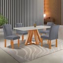 Ver imagem 1 de Conjunto Mesa Tampo Smart Plus Vidro Kyra 120cmx90cm 4 Cadeiras Canela