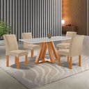 Ver imagem 1 de Conjunto Mesa Tampo Smart Plus Vidro Kyra 120CMX90CM 4 Cadeiras Canela