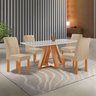 Conjunto Mesa Tampo Smart Plus Vidro Kyra 120cmx90cm 4 Cadeiras Canela - 1
