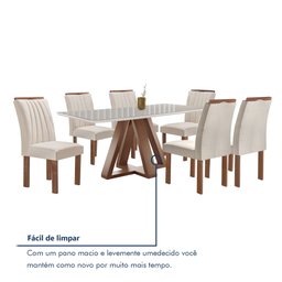 Conjunto Mesa Tampo Smart Plus Vidro Kyra 170cmx90cm 6 cadeiras Arizona - 9